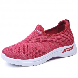 Women Solid Color Mesh Breathable Soft Antiskid Running Shoes