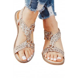 Gold Golden Rhinestone Ankle Strap Sandals