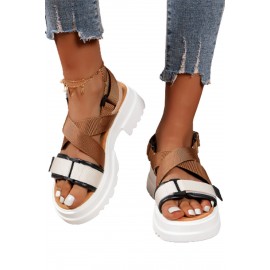 Brown Two Tone Slingback Sport Sandals