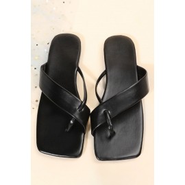 Black Criss Cross Square Toe Flip Flops