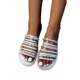 Chain Straps Flat Slippers