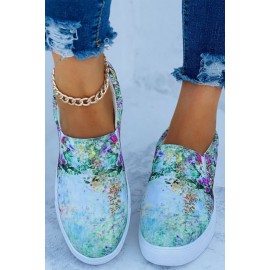 Green Gradient Floral Slip On Canvas Sneakers