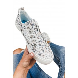 Leopard Print Laceless Slip On Canvas Shoes