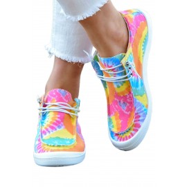 Multicolor Tie Dye Print Drawstring Slip On Canvas Sneakers